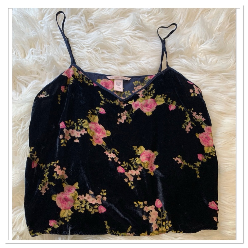 Victoria's Secret Velvet Camisole Top Blue Pink Size Large
